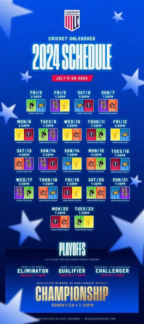 MLC 2024 Schedule .